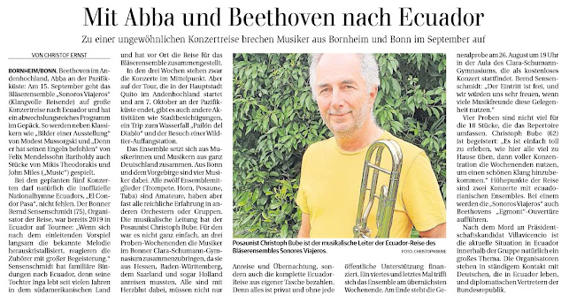GA-Artikel: „Mit Abba und Beethoven nach Ecuador“